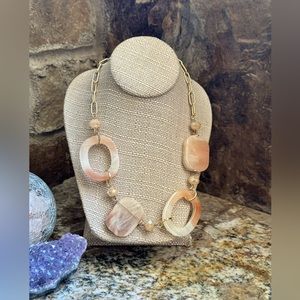 Gold Taupe Acrylic Chain Necklace